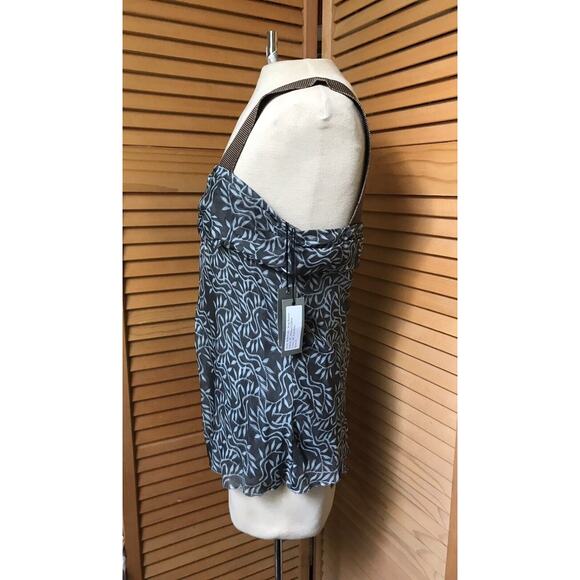 PROENZA SCHOULER Silk Top Sz 6 Blue Vine Print Quiet Luxury Office Siren NWT - Picture 3 of 5